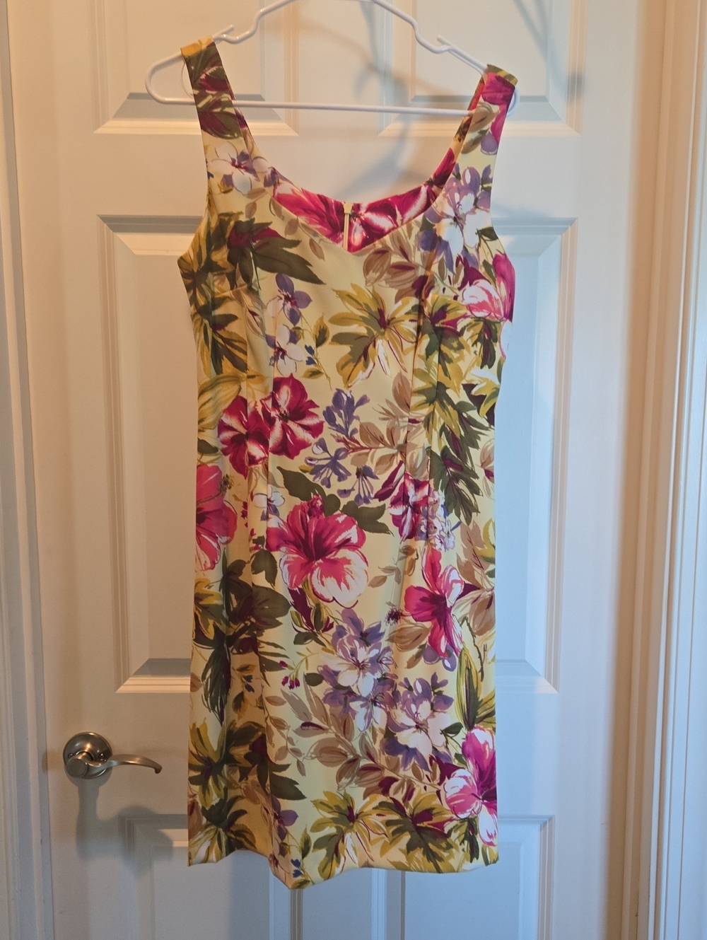 Yellow Floral Scoop-Neck Mini Dress